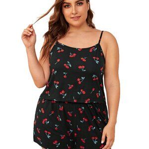 Plus Size Cami Top & Shorts Sleep Set - Stretchy Fabric